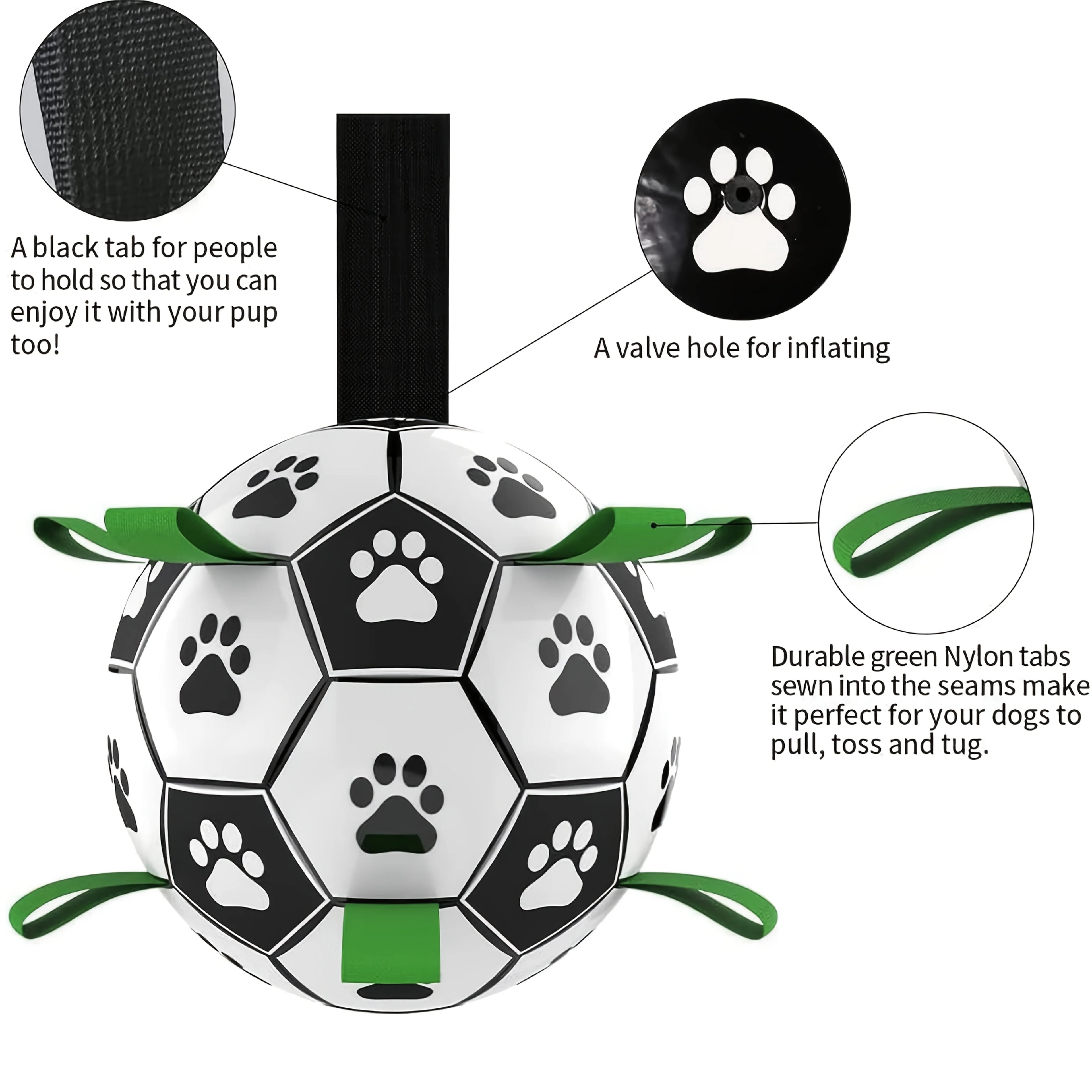 ActivePaws Dog Soccer Ball – Interactive Fetch, Tug & Chase Toy with Easy-Grip Handle 🐾⚽