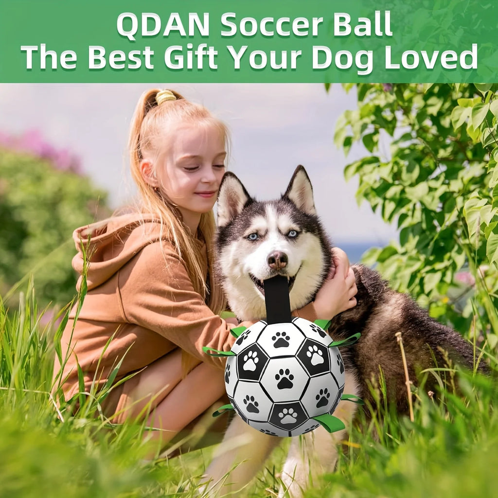 ActivePaws Dog Soccer Ball – Interactive Fetch, Tug & Chase Toy with Easy-Grip Handle 🐾⚽