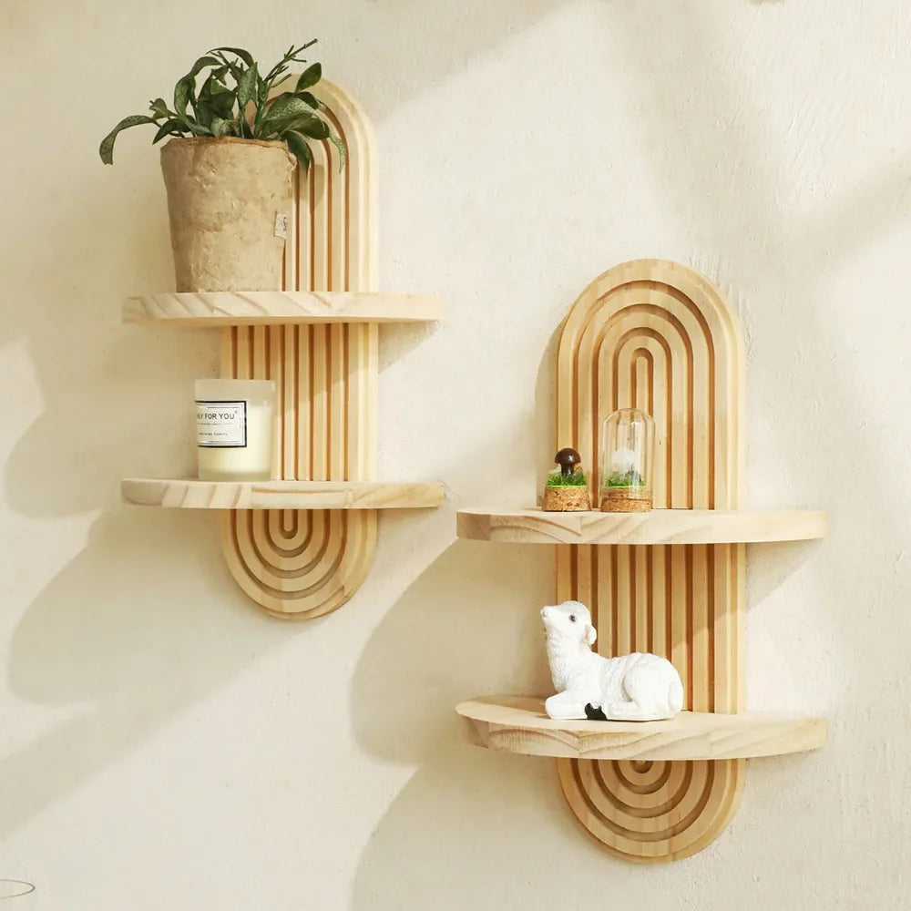 🏡Declutter & Decorate Your Space with a Boho Wooden Wall Shelf – Stylish Storage for Living Room, Bathroom & Bedroom