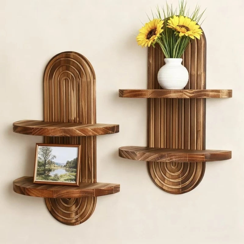 🏡Declutter & Decorate Your Space with a Boho Wooden Wall Shelf – Stylish Storage for Living Room, Bathroom & Bedroom