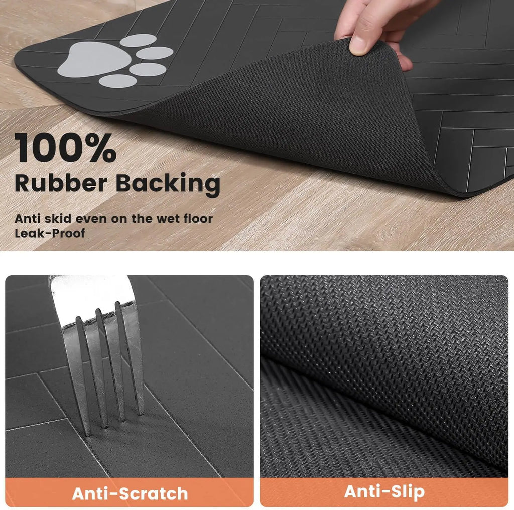 Quick-Dry Feeding Mat – Waterproof Absorbent Pet Food & Water Bowl Mat