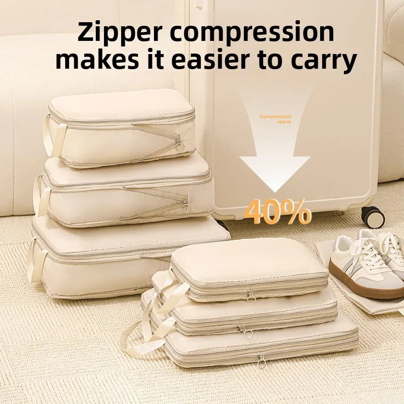 4PCS Waterproof Travel Packing Cubes Set – Compression Organizers for Suitcases & Drawers