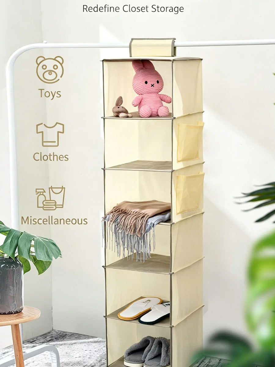 Space-Saving Hanging Closet Organizer – Collapsible Multi-Tier Storage for Clothes & Accessories