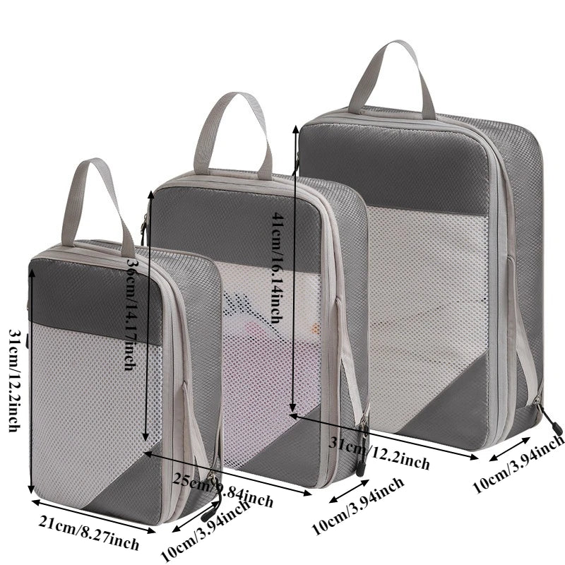 4PCS Waterproof Travel Packing Cubes Set – Compression Organizers for Suitcases & Drawers