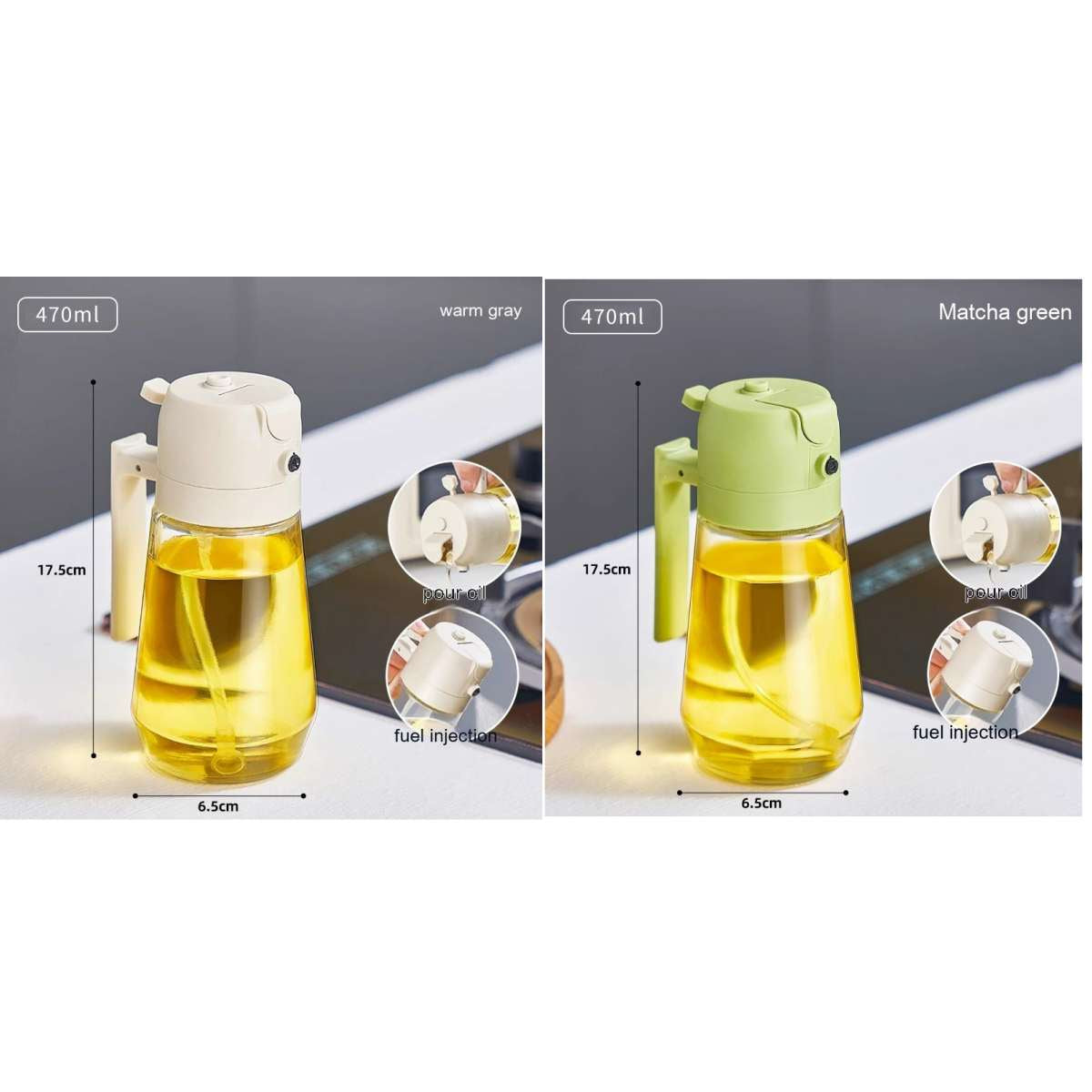 Glass Oil Spray Bottle – Refillable Kitchen Oil Mister for Cooking & BBQ