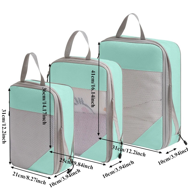 4PCS Waterproof Travel Packing Cubes Set – Compression Organizers for Suitcases & Drawers