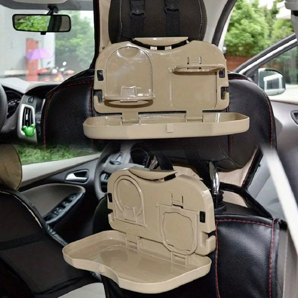 Ultimate Foldable Car Backseat Desk - Portable Meal Tray & Drink Holder for On-the-Go Dining!