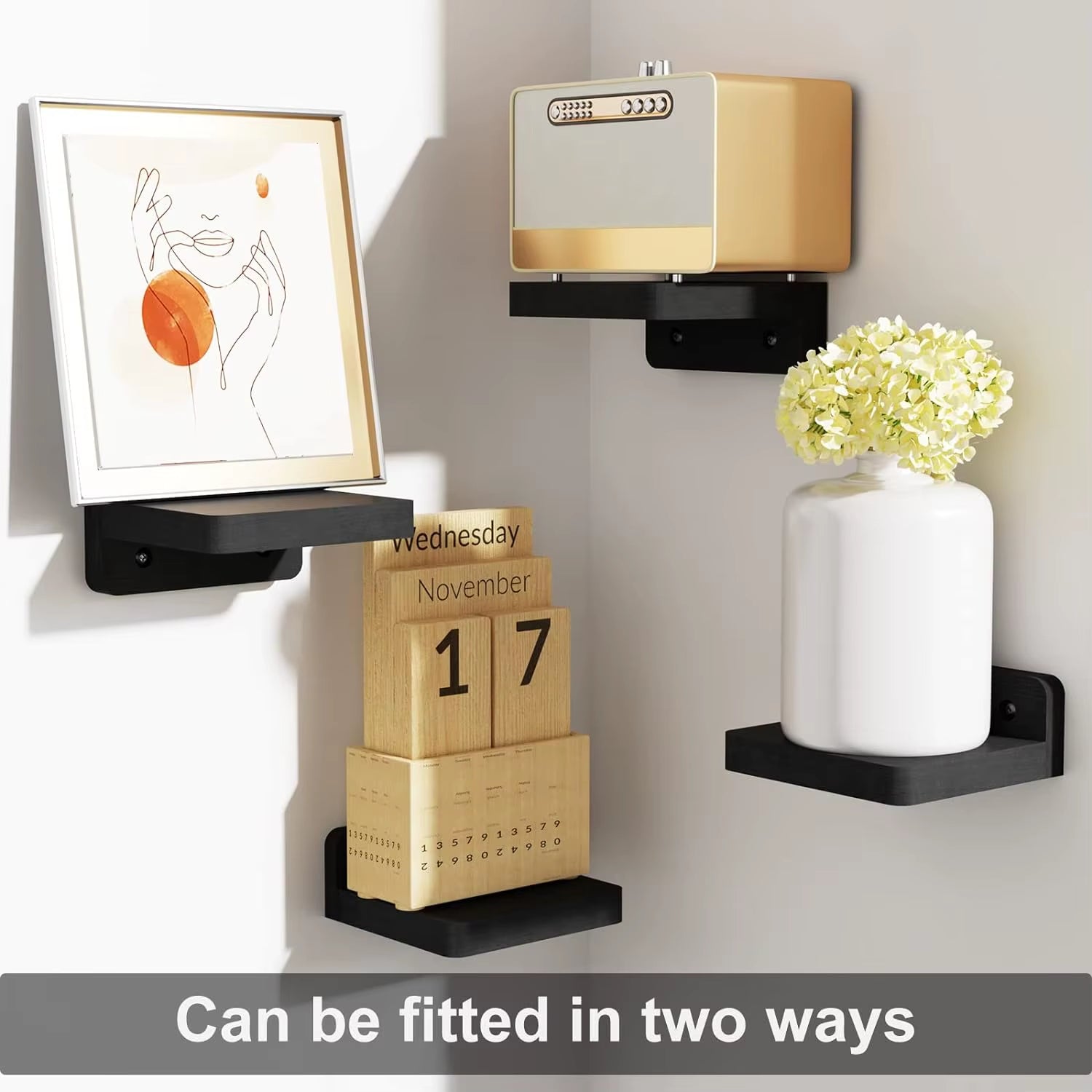 Turn Empty Walls into Warm, Organized Spaces| Small Floating Wall Shelves :  4-Pack Rustic Wood Wall Mounted Display Ledges for Home Decor 