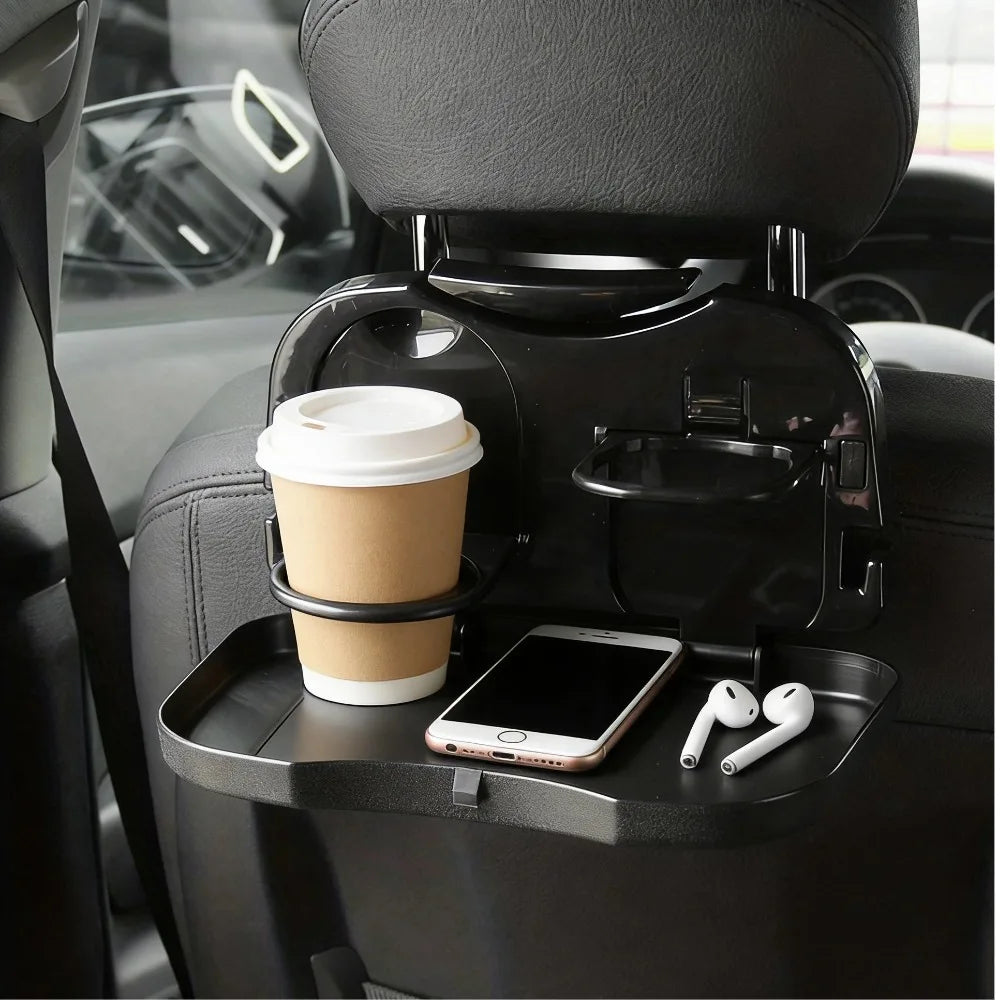 Ultimate Foldable Car Backseat Desk - Portable Meal Tray & Drink Holder for On-the-Go Dining!