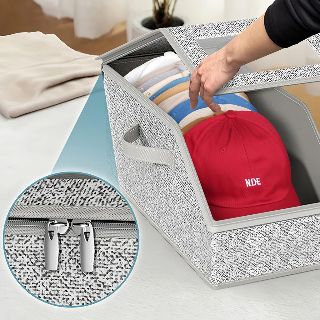 Foldable Zipper Baseball Cap and Hat Storage Organizer - Versatile Wardrobe Storage Solution for Accessories, Socks, and Toys