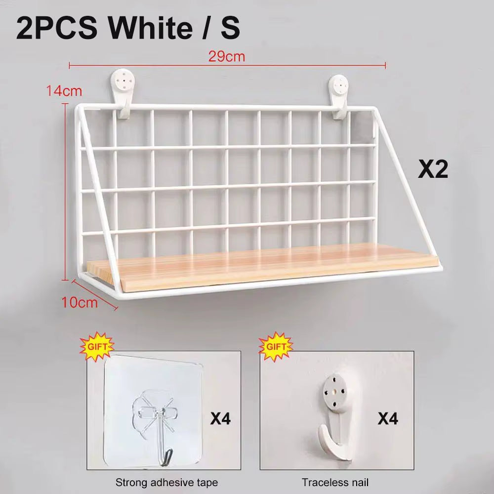 No-Drill Wooden Wall Mounted Floating Shelf – Modern Hanging Storage & Decor Organizer for Living Room & Bedroom