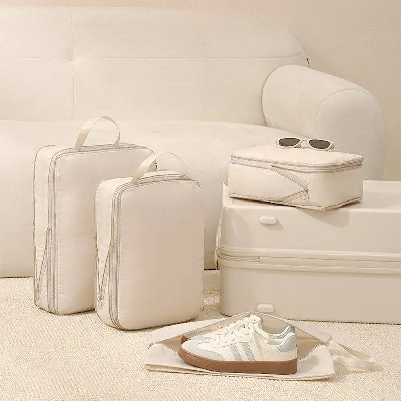 4PCS Waterproof Travel Packing Cubes Set – Compression Organizers for Suitcases & Drawers
