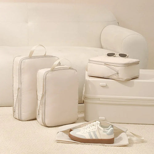4PCS Waterproof Travel Packing Cubes Set – Compression Organizers for Suitcases & Drawers