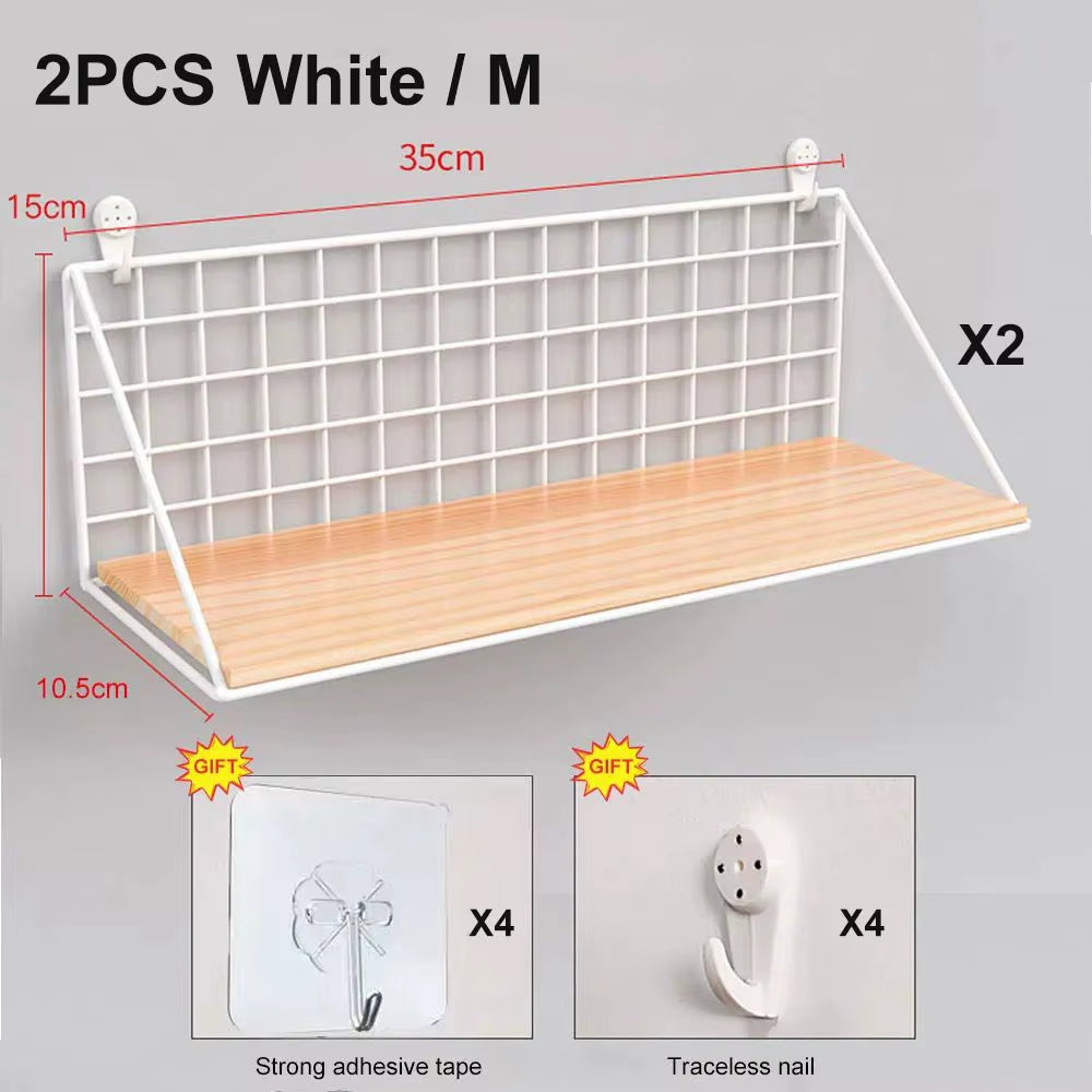 No-Drill Wooden Wall Mounted Floating Shelf – Modern Hanging Storage & Decor Organizer for Living Room & Bedroom