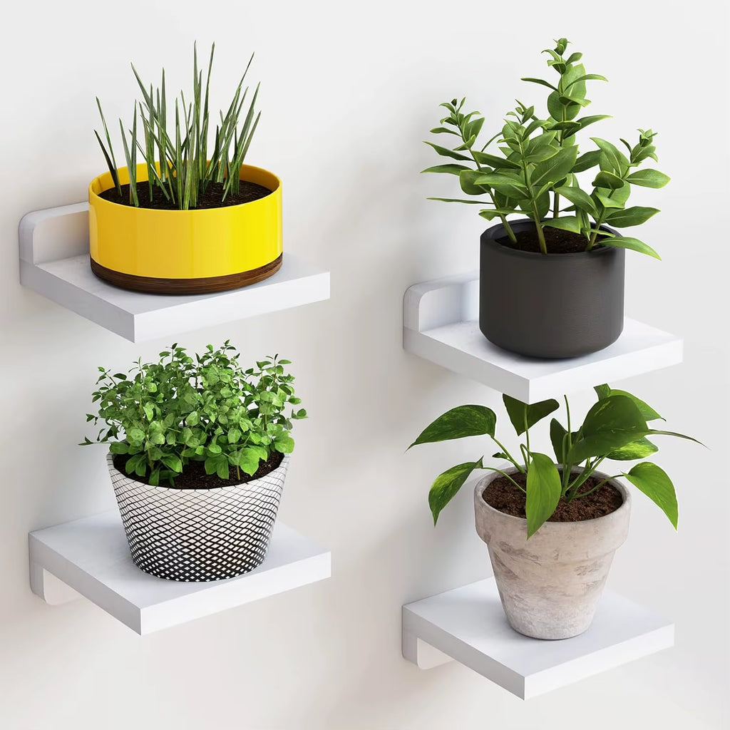 Turn Empty Walls into Warm, Organized Spaces| Small Floating Wall Shelves :  4-Pack Rustic Wood Wall Mounted Display Ledges for Home Decor 