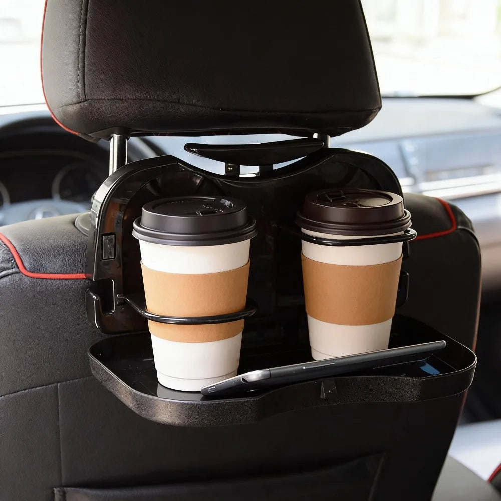 Ultimate Foldable Car Backseat Desk - Portable Meal Tray & Drink Holder for On-the-Go Dining!